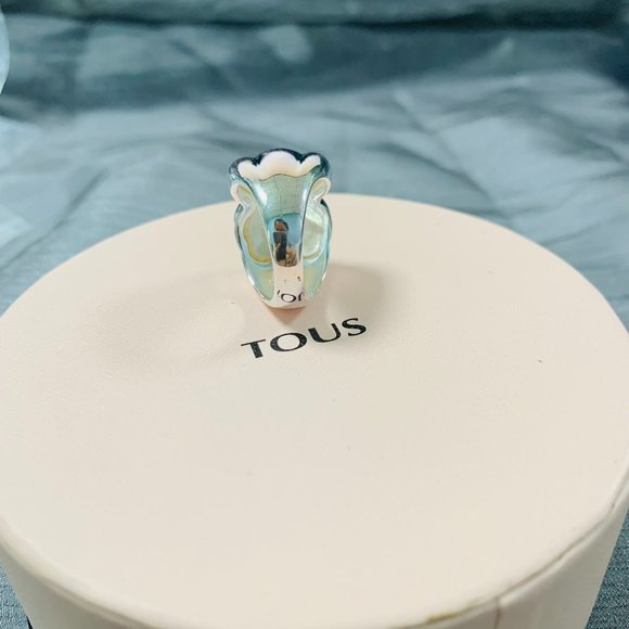TOUS Ring Silver TOUS Color Ring with faceted mother-of-pearl Women Jewelry 56# - Picture 4 of 14
